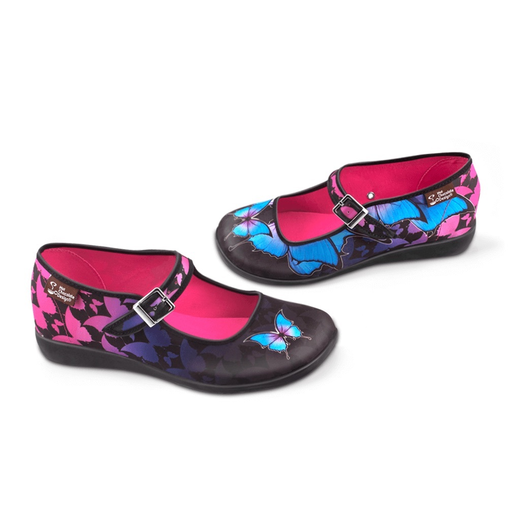 Chocolaticas Dark Butterfly Women's Mary Jane Flat